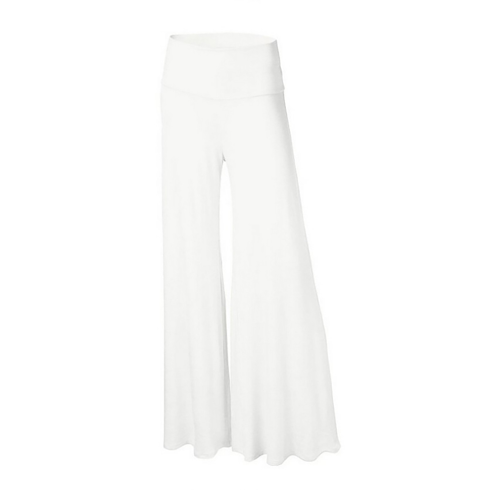 thumbnail image 2 of Pantalones de cintura alta y pierna ancha para mujer: elásticos, informales/para el trabajo/yoga, tejido de punto, para todas las estaciones, color liso, lavables a máquina/a mano, tallas S-XL., 2 of 4